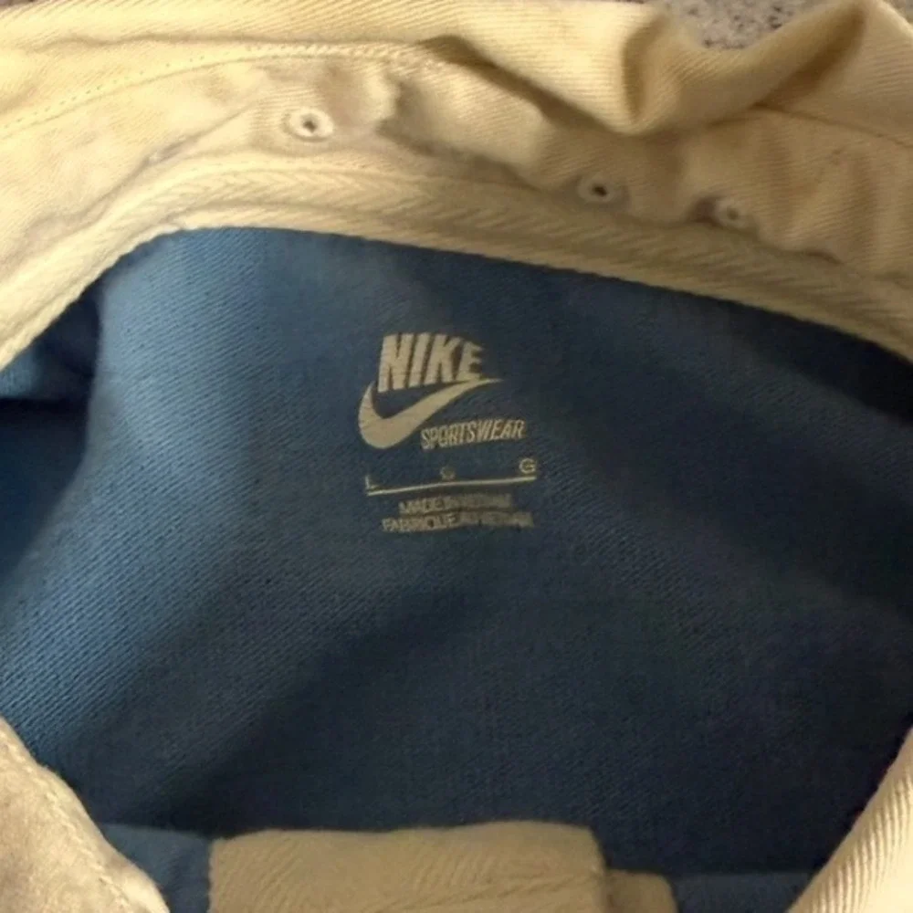 Nike Sportswear Mens Long Sleeve Rugby Shirt Blue Striped Cotton Polo Large